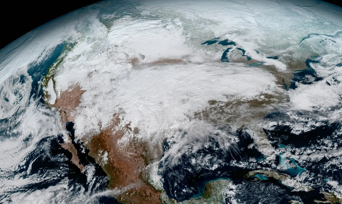 A NOAA satellite's view of clouds over America.